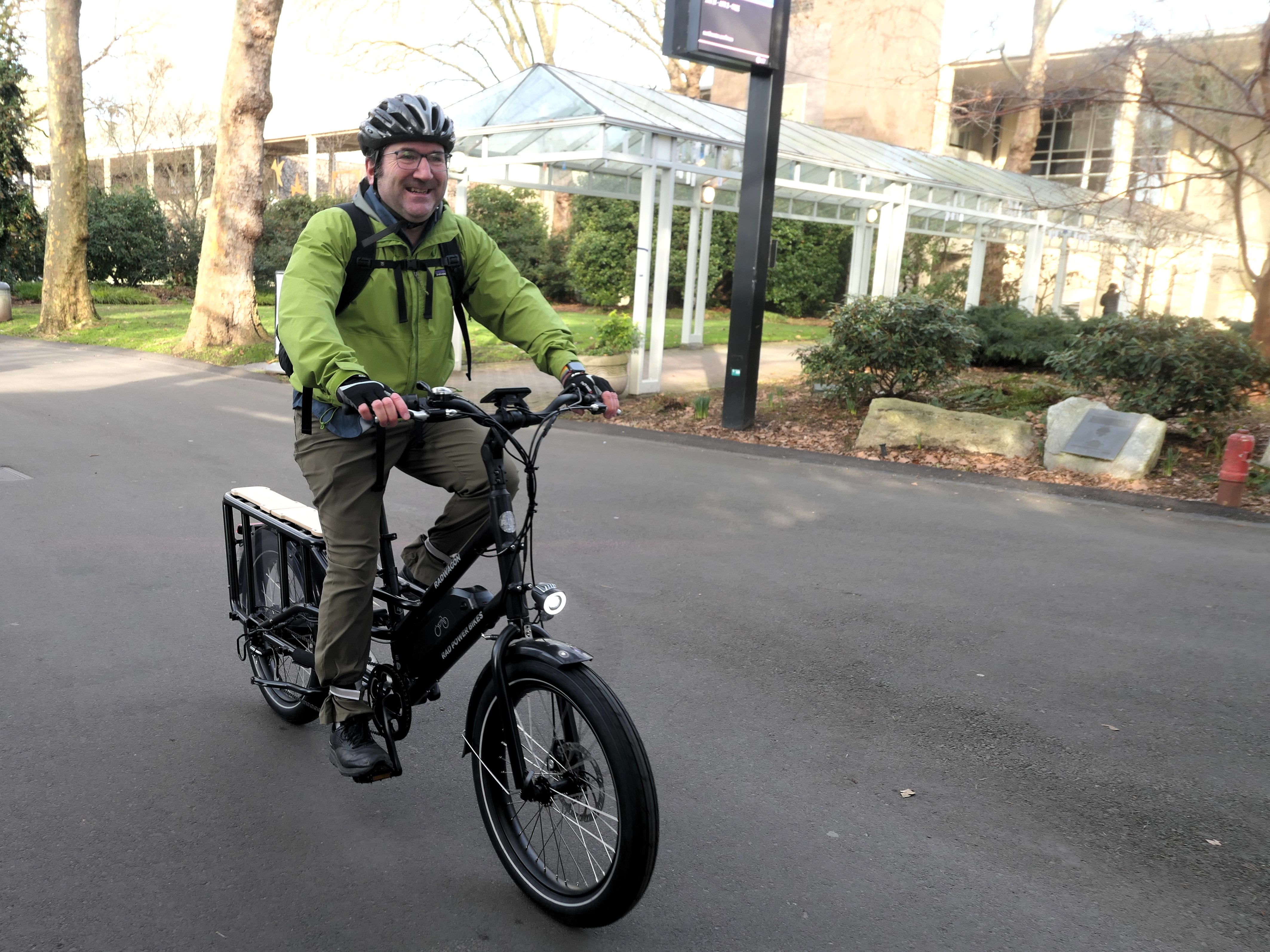 Test riding a RadWagon at Seattle Center